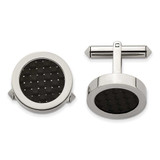 Image of Chsisel Titanium Polished with Black Carbon Fiber Inlay Cuff Links