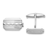 Image of Sterling Silver Rhodium-plated Wave Design Cuff Links