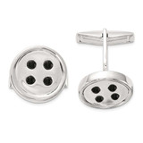 Image of Sterling Silver Polished Onyx Button Cuff Links