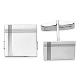 Image of 14k White Gold Mens Square w/Line Design Cuff Links