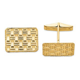 Image of 14K Yellow Gold Mens Basketweave Textured Cuff Links