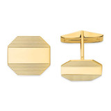 Image of 14K Yellow Gold Mens Rectangular Octagon w/ Line Design Cuff Links