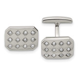 Image of Chisel Stainless Steel Polished CZ Cufflinks SRC349