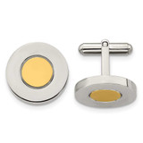 Image of Chisel Stainless Steel Polished Yellow IP-plated Circle Cufflinks SRC237