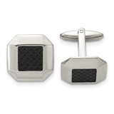 Image of Chisel Stainless Steel Polished Black Carbon Fiber Inlay Cufflinks SRC164
