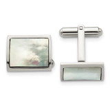 Image of Chisel Stainless Steel Polished Mother Of Pearl Cufflinks