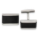 Image of Chisel Stainless Steel Polished Black Onyx Rectangle Cufflinks