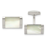 Image of Chisel Stainless Steel Polished Mother of Pearl Rectangle Cufflinks