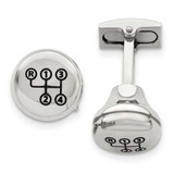 Image of Chisel Stainless Steel Polished Enameled Stick Shift Design Cufflinks