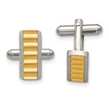 Image of Chisel Stainless Steel Brushed and Polished Yellow IP-plated Cufflinks