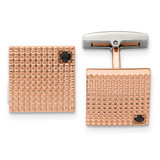 Image of Chisel Stainless Steel Polished Textured Rose IP-plated Black CZ Cufflinks