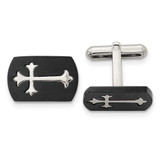 Image of Chisel Stainless Steel Brushed and Polished Black IP-plated Cross Cufflinks