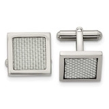 Image of Chisel Stainless Steel Polished with Grey Carbon Fiber Inlay Square Cufflinks