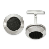 Image of Chisel Stainless Steel Polished and Textured Black Carbon Fiber Inlay Cufflinks