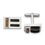 Image of Chisel Stainless Steel Brushed and Polished Black IP-plated with Tigers Eye Cufflinks