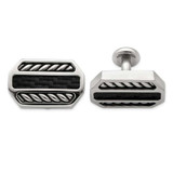 Image of Edward Mirell Stainless Steel Black Carbon Fiber Cufflinks