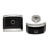 Image of Edward Mirell Black Ti & Steel Black Spinel Sterling Silver Bezel Cuff Links