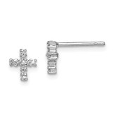 Image of 7mm Sterling Silver Rhodium-plated Diamond Cross Post Earrings