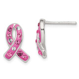 Image of 14mm Sterling Silver Pink Stellux Crystal Ribbon Post Earrings
