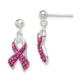 Image of 24mm Sterling Silver Stellux Crystal Pink Awareness Ribbon Earrings