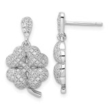Image of 23mm Sterling Silver & CZ Brilliant Embers 4-Leaf Clover Dangle Post Earrings