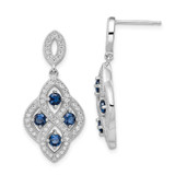 Image of 32mm Brilliant Embers Sterling Silver Rhodium-plated 128 Stone Vintaged Style Blue and White CZ Dangle Post Earrings