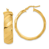 Image of 36mm Bronze Polished & Satin Striped Round Hoop Earrings