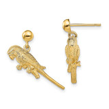 Image of 13.5mm 14K Yellow Gold 3-D Parrot Dangle Earrings