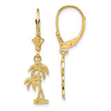 Image of 35.25mm 14K Yellow Gold Palm Tree Leverback Earrings