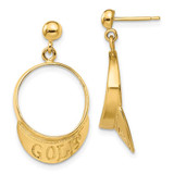Image of 28.4mm 14K Yellow Gold 3-D Golf Visor Dangle Post Earrings