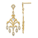 Image of 37.7mm 14K Yellow Gold w/Rhodium Diamond-cut Chandelier Style Dangle Earrings