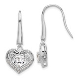 Image of 32mm Cheryl M Sterling Silver Rhodium-plated Brilliant-cut CZ Heart Dangle Earrings QCM1598