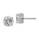 Image of 8mm Cheryl M Sterling Silver Rhodium-plated Brilliant-cut CZ 8mm Stud Post Earrings QCM246