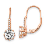 Image of 18mm Cheryl M Sterling Silver Rose Gold-plated Brilliant-cut CZ Leverback Dangle Earrings QCM765