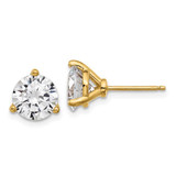 Image of 9.05mm Cheryl M Sterling Silver Gold-tone Brilliant-cut 8mm CZ Stud Post Earrings