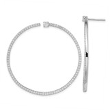 Image of 44.9mm Cheryl M Sterling Silver Rhodium-plated Brilliant-cut CZ Post Hoop Earrings