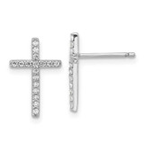 Image of 14.55mm Cheryl M Sterling Silver Rhodium-plated Brilliant-cut CZ Cross Post Earrings