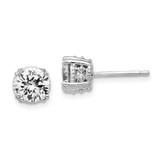 Image of 6.5mm Cheryl M Sterling Silver Rhodium-plated Round Brilliant-cut 6.5mm CZ Post Stud Earrings