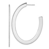 Image of 54.7mm Cheryl M Sterling Silver Rhodium-plated Brilliant-cut CZ Oval Shaped Post J-Hoop Earrings