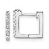 Image of 11.5mm Cheryl M Sterling Silver Rhodium-plated Brilliant-cut CZ Square Hinged Post Hoop Earrings