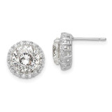Image of 11.2mm Cheryl M Sterling Silver Rhodium-plated 100 Facet & Brilliant-cut Round CZ Halo Post Earrings