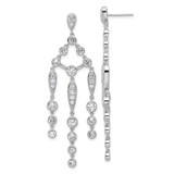 Image of 64mm Cheryl M Sterling Silver Rhodium-plated Brilliant-cut Bezel CZ Chandelier Post Dangle Earrings