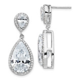 Image of 32mm Cheryl M Sterling Silver Rhodium-plated Fancy Brilliant-cut Pear Shaped CZ Post Dangle Earrings