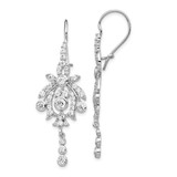 Image of 47mm Cheryl M Sterling Silver Rhodium-plated Fancy Brilliant-cut Bezel CZ Kidney Wire Dangle Earrings