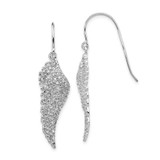 Image of 47mm Cheryl M Sterling Silver Rhodium-plated Brilliant-cut CZ Angel Wing Shepherd Hook Dangle Earrings