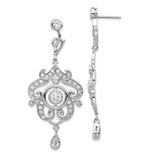 Image of 55mm Cheryl M Sterling Silver Rhodium-plated Brilliant-cut Bezel CZ Fancy Chandelier Post Dangle Earrings