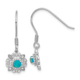Image of 30.4mm Cheryl M Sterling Silver Rhodium-plated Cabochon Lab Created Blue Opal and Brilliant-cut CZ Shepherd Hook Dangle Earrings