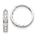 Image of 12mm 14k White Gold Madi K CZ Childrens Hinged Hoop Earrings GK650W