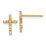 Image of 10mm 14K Yellow Gold Madi K CZ Childrens Cross Post Earrings GK693