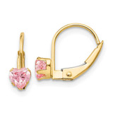 Image of 12mm 14K Yellow Gold Madi K Leverback 4mm Pink CZ Earrings